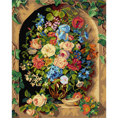 Needlepoint canvas for halfstitch without yarn after Pauline von Koudelka - Schmerling - Bouquet in a Greek Vase 3539M