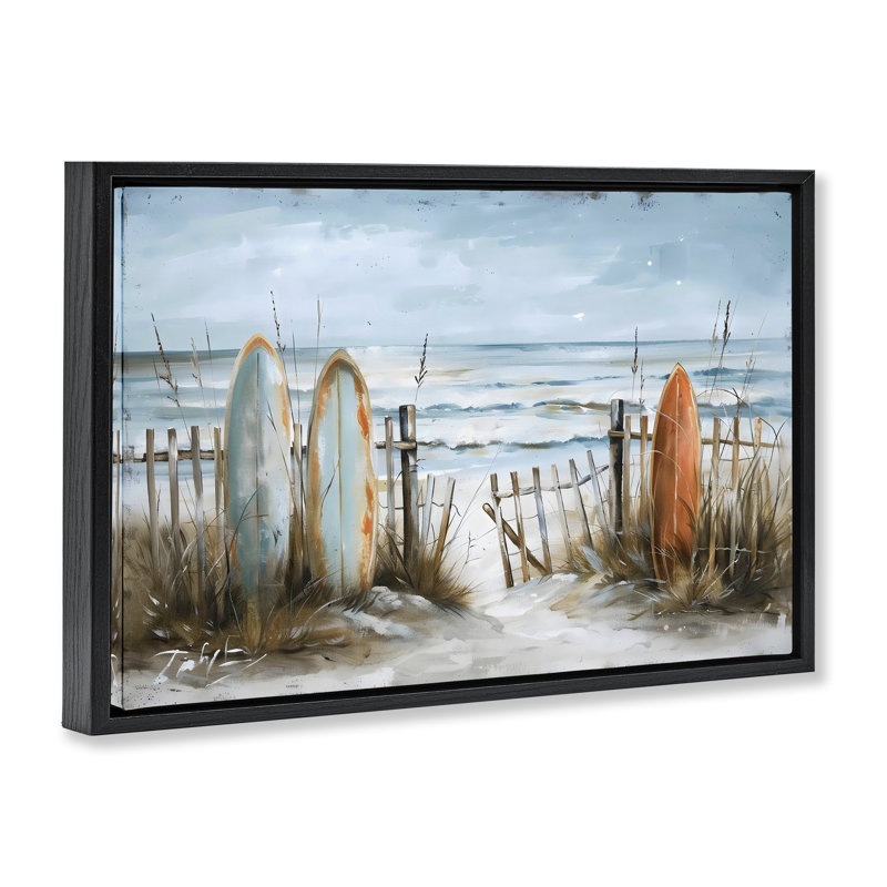 Cadre flottant Coastal Surf Summer View, design par LSR Creative Studio, Cadre flottant noir de jais, H 17 po x l 25 po