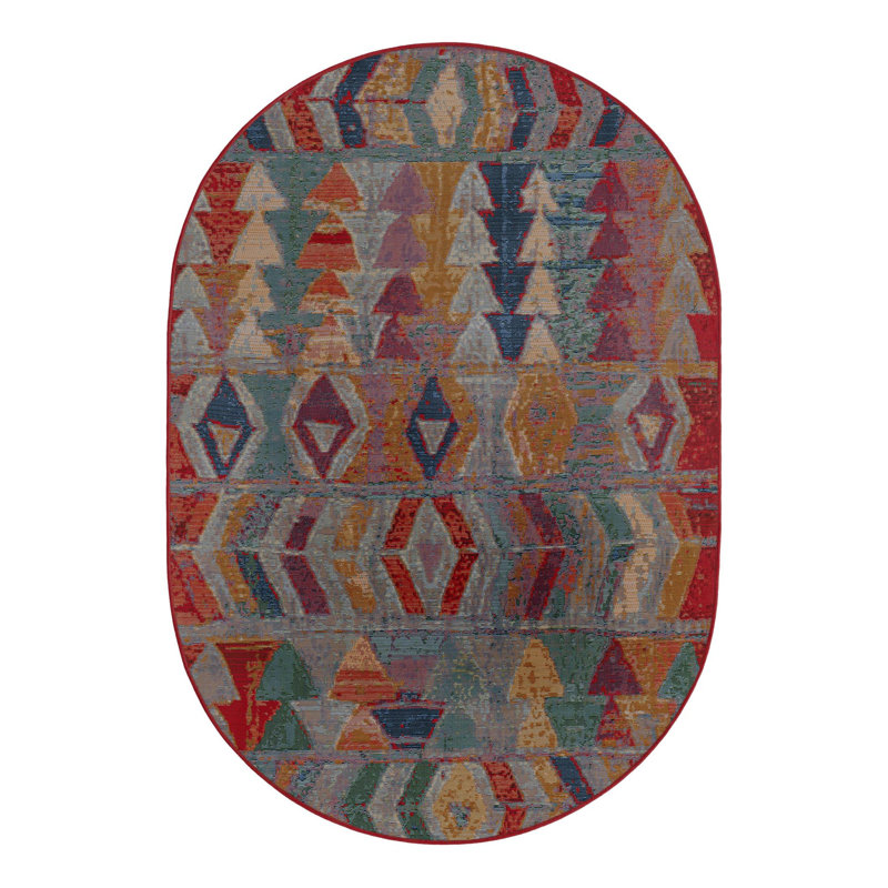 Tapis d'extérieur moderne Tolland Multi_Unique Loom Tamarindo, Ovale 4 pi 1 po x 6 pi 1 po