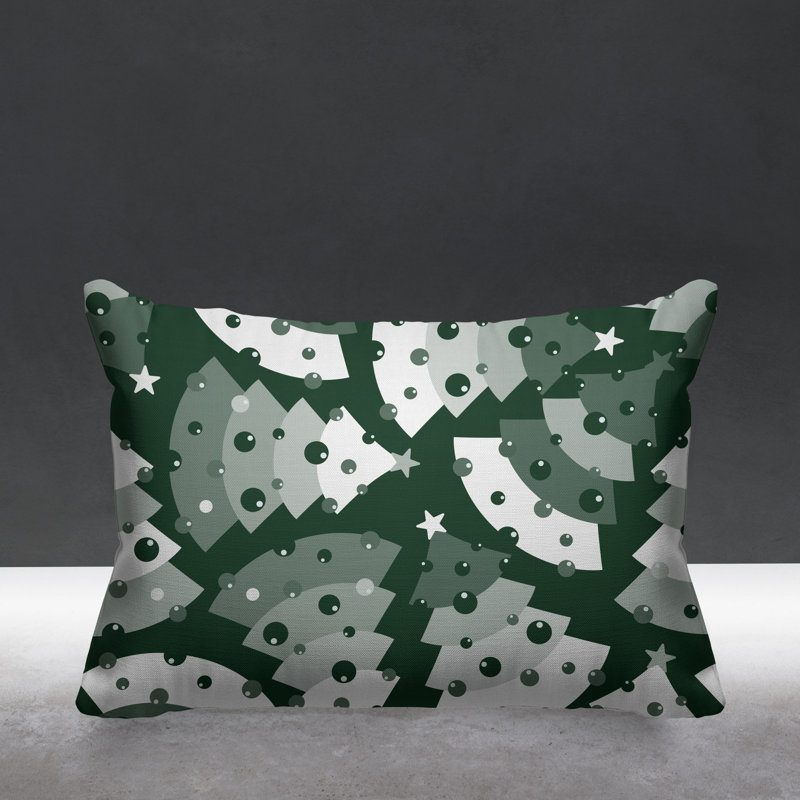 Coussin décoratif intérieur / extérieur Christmas Tree, Sauge, 14 po x 20 po, Rectangulaire