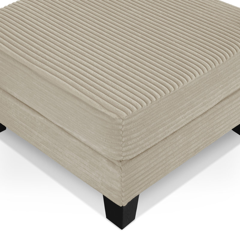 Luka Square Chenille Storage Ottoman, Beige