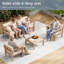 Ensemble de conversation modulaire de patio pour 5 personnes avec coussins, ensemble de conversation de 6 pièces imperméable à l'eau toutes saisons pour canapé, teck-1908989564-1908989561-1908989567