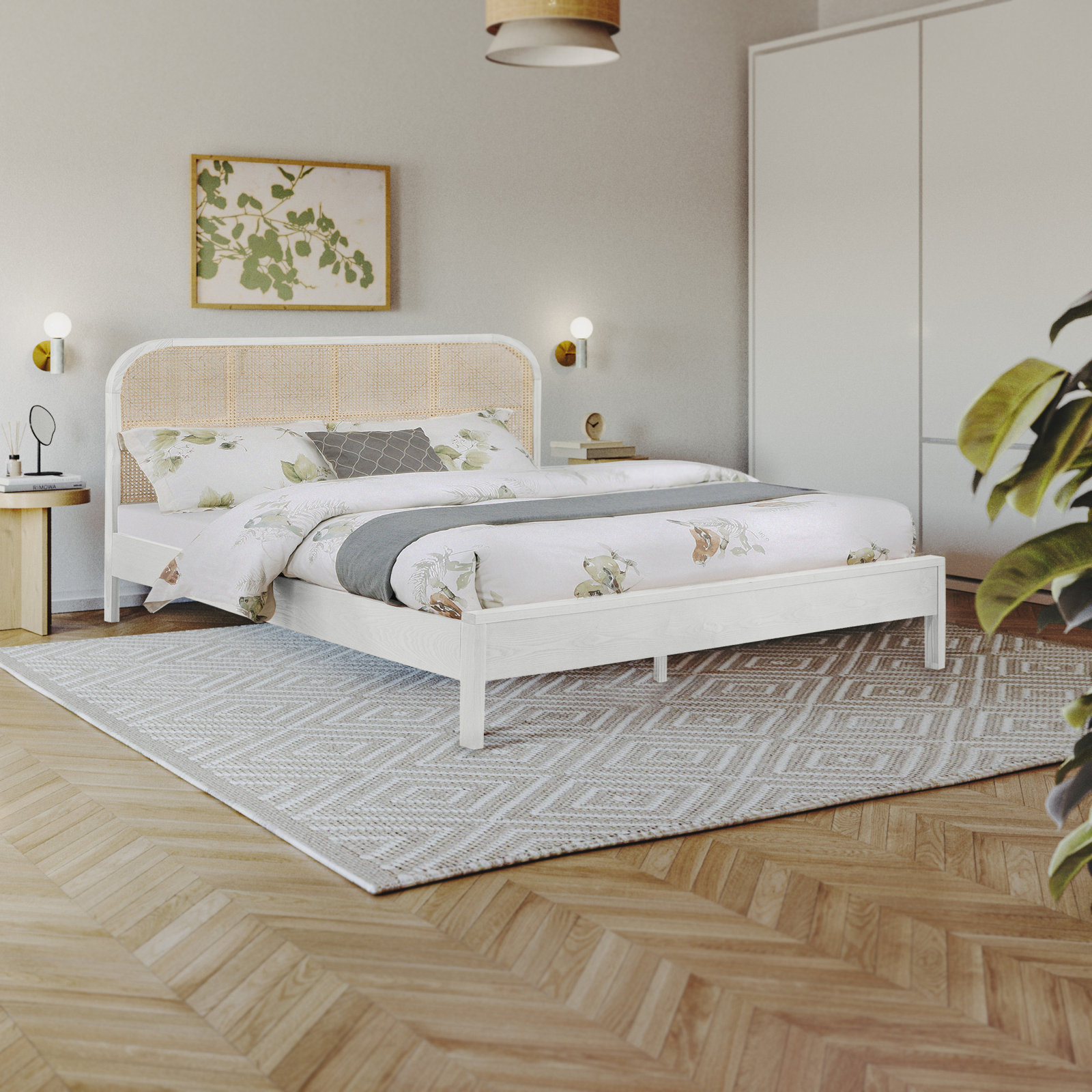 Cane Bed, White, Full