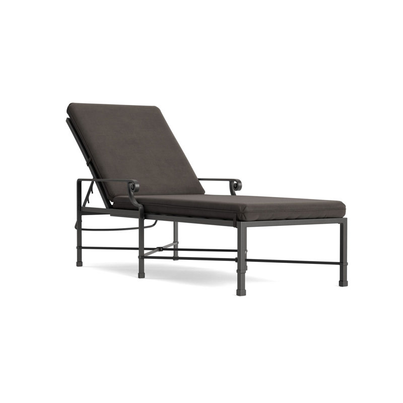 Venetian Outdoor Chaise Lounge, Textured Pewter, Fusion Charcoal