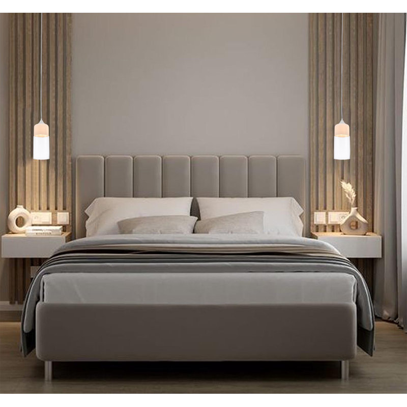 Matte White Single Pendant Light with Clear Glass Shade
