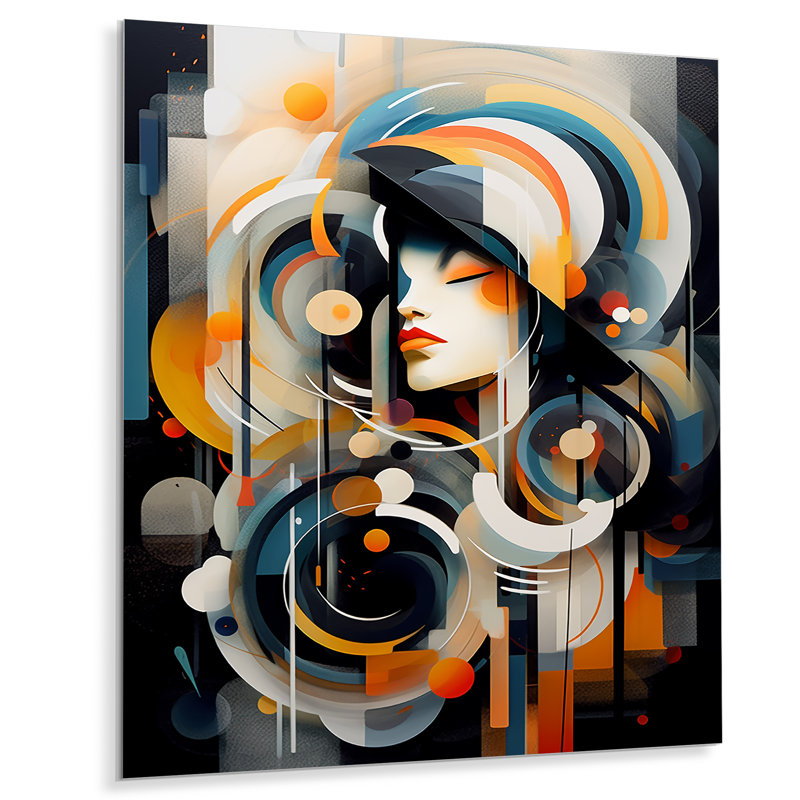 Portrait de femme géométrique, H 32 po x l 24 po x P 1 po