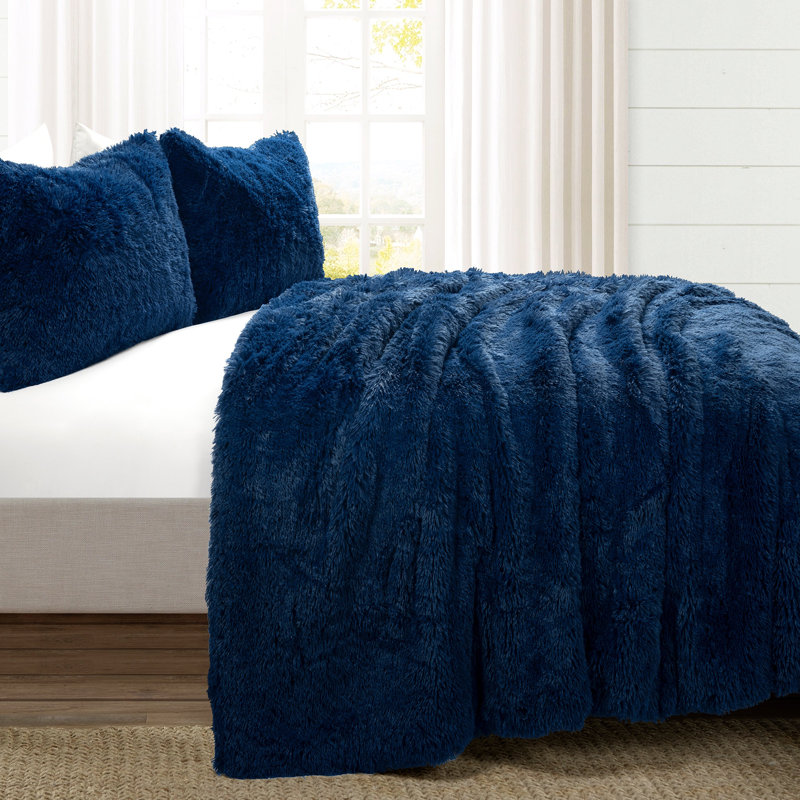 Ensemble d'édredon en microfibre 2 pièces , Double / Grand, Bleu marine