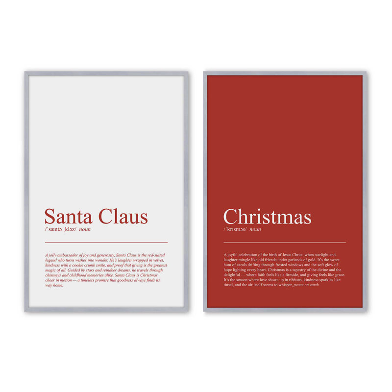 Spirit of Christmas, ensemble de 2 reproductions d'art, H 15,5 po x l 25 po, Chrome poli