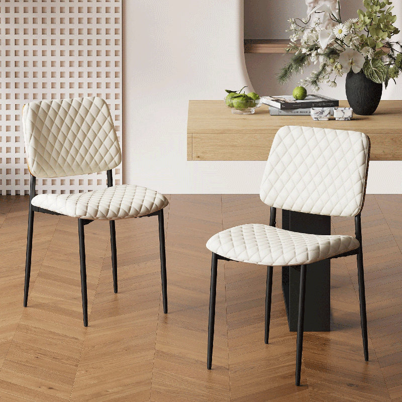 Chaises de salle à manger en similicuir avec structure en bois cintré - Chaises d'appoint rembourrées modernes, ensemble de 2, pour salle à manger, cuisine, café