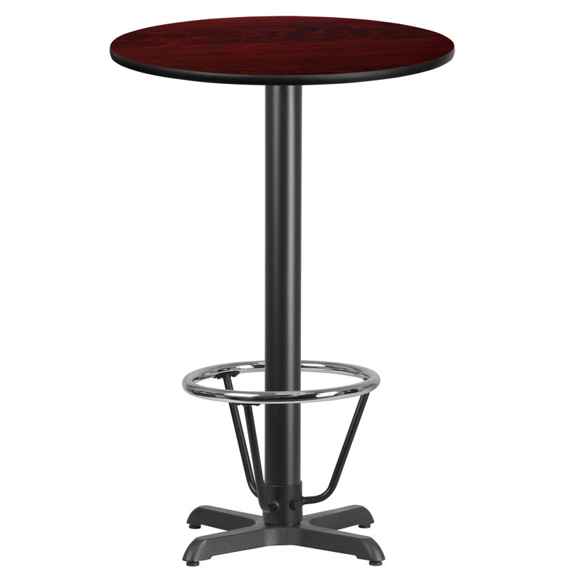 Baskin 24'' Round Laminate Table Top with 22'' x 22'' Bar Height Table Base, 43.125" H x 24" L x 24" W, Mahogany