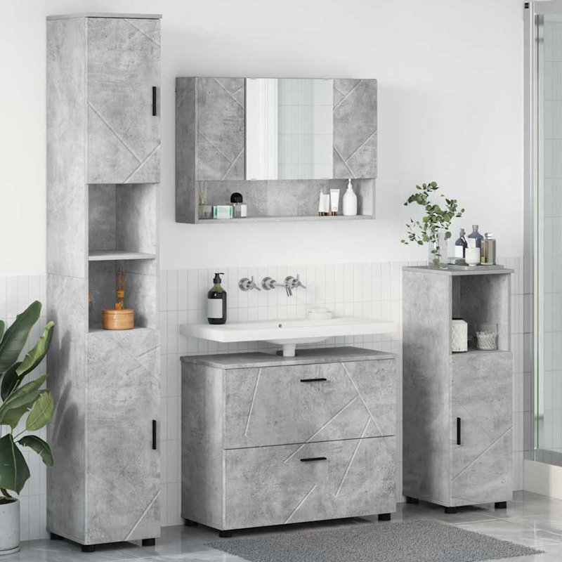 Bathroom Storage Furniture Set, Concrete Grey