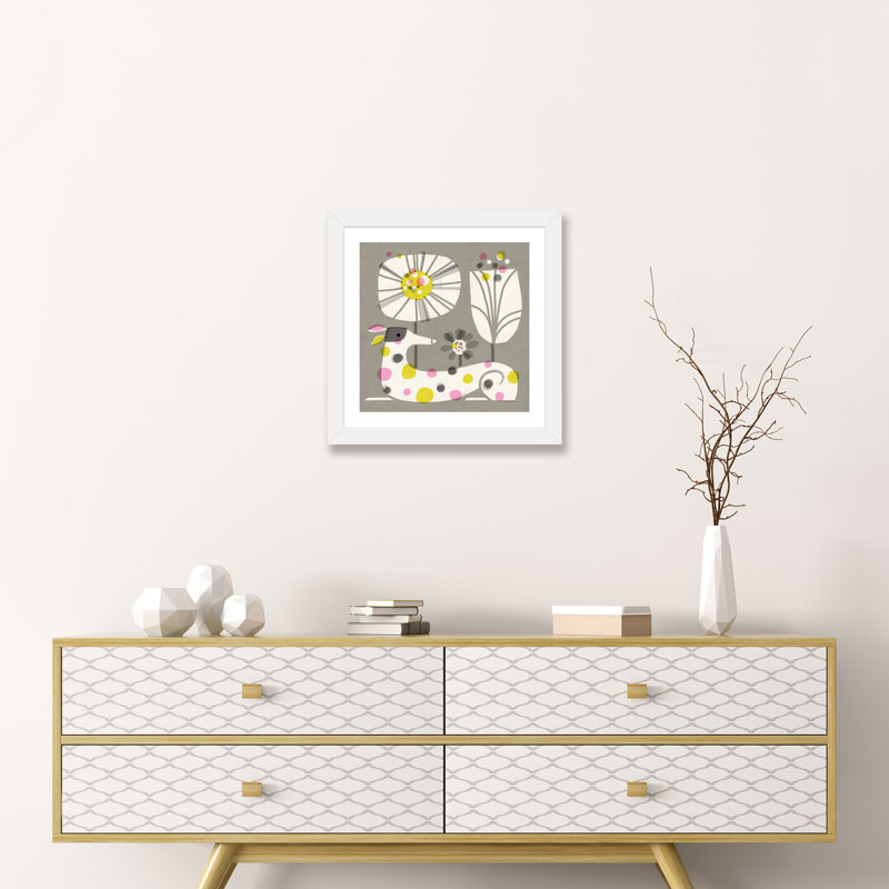 «Dog Dots» par Terry Runyan - impression, H 16 po x l 16 po x p 1 po, Papier encadré blanc, Blanc