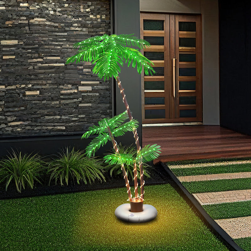 6Ft LED Rope Light Palm Tree Artificial Palm Tree Decoration Solar Powered