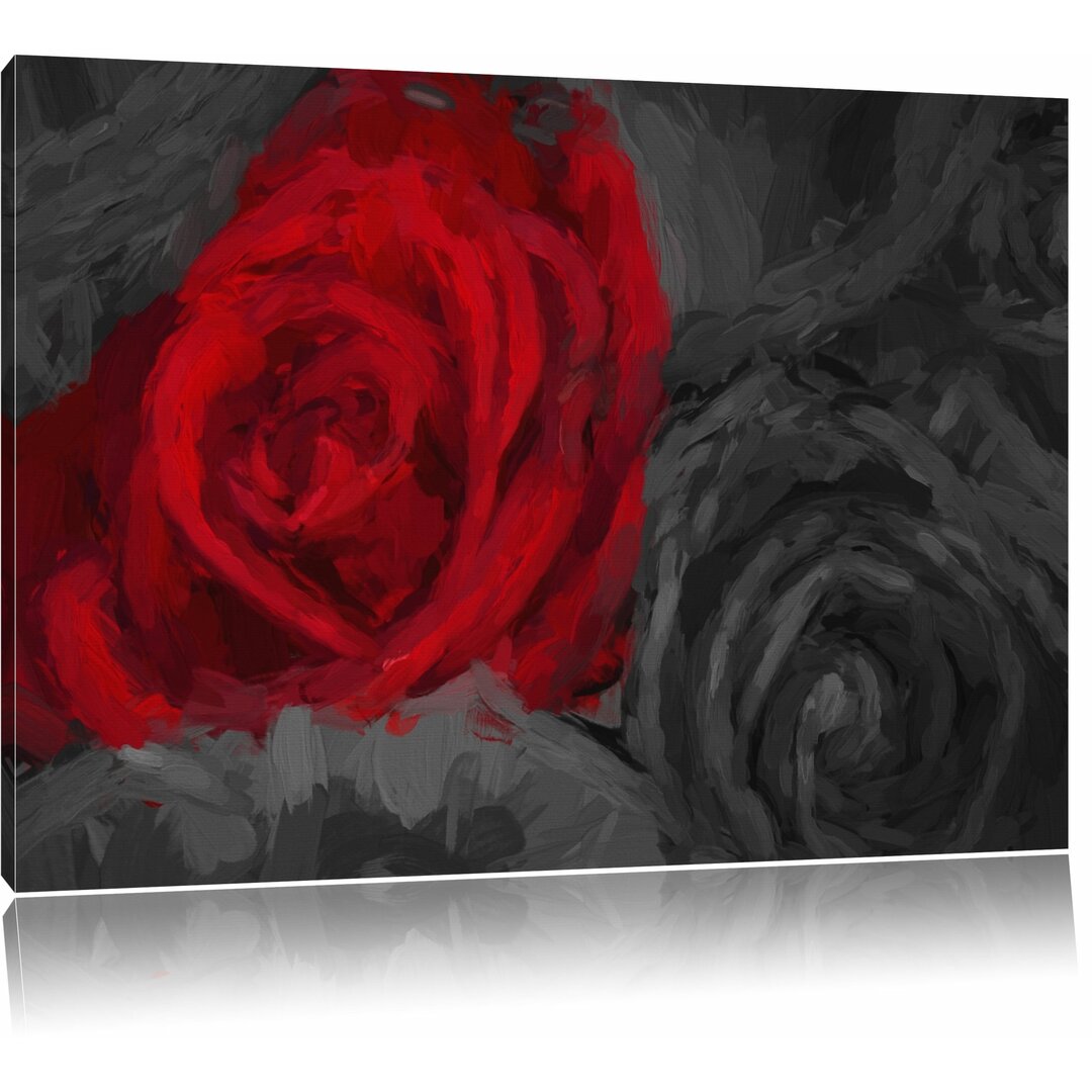 Leinwandbild „Romantische rote Rosen 2" von Christian Hold, Grafikdruck