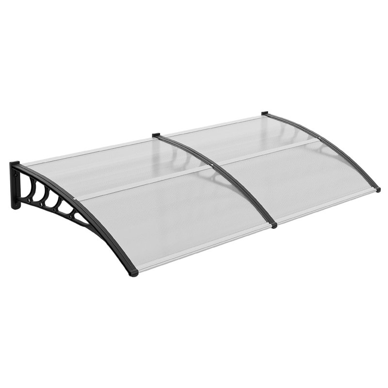 Window Awning Door Canopy Exterior, Clear/Black, 10.2" H x 78.7" W x 37.4" D