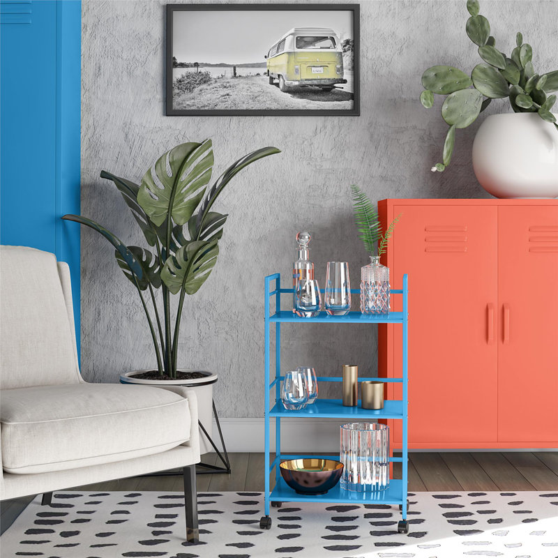 Metal Bar Cart, Blue