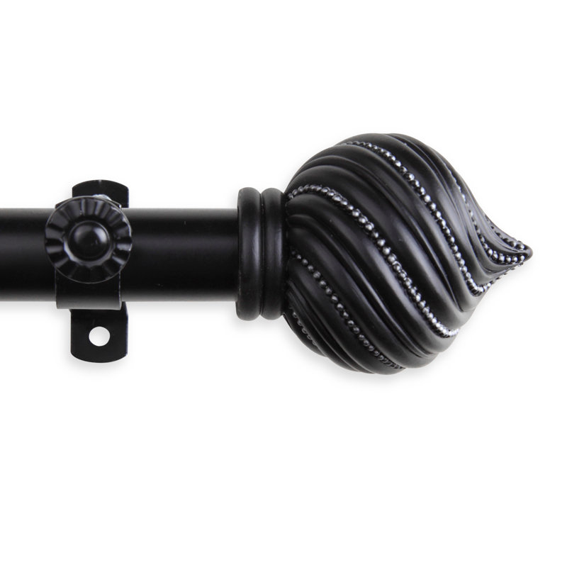 Tringle à rideaux simple réglable 0,81 po Rachelle, 112" - 192", Noir