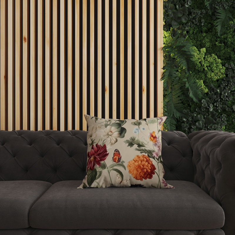 Coussin décoratif réversible Mixed Flower Delight, H 20 po x l 20 po, Ivoire / floral multi