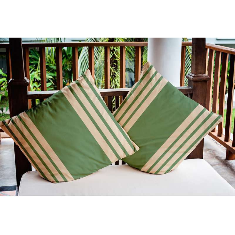 Coussin décoratif intérieur / extérieur Stripe, 18 po x 18 po, Sauge