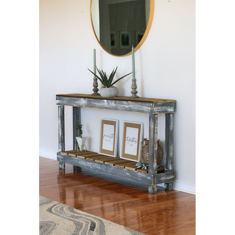 60'' Solid Wood Console Table, Brown/Gray
