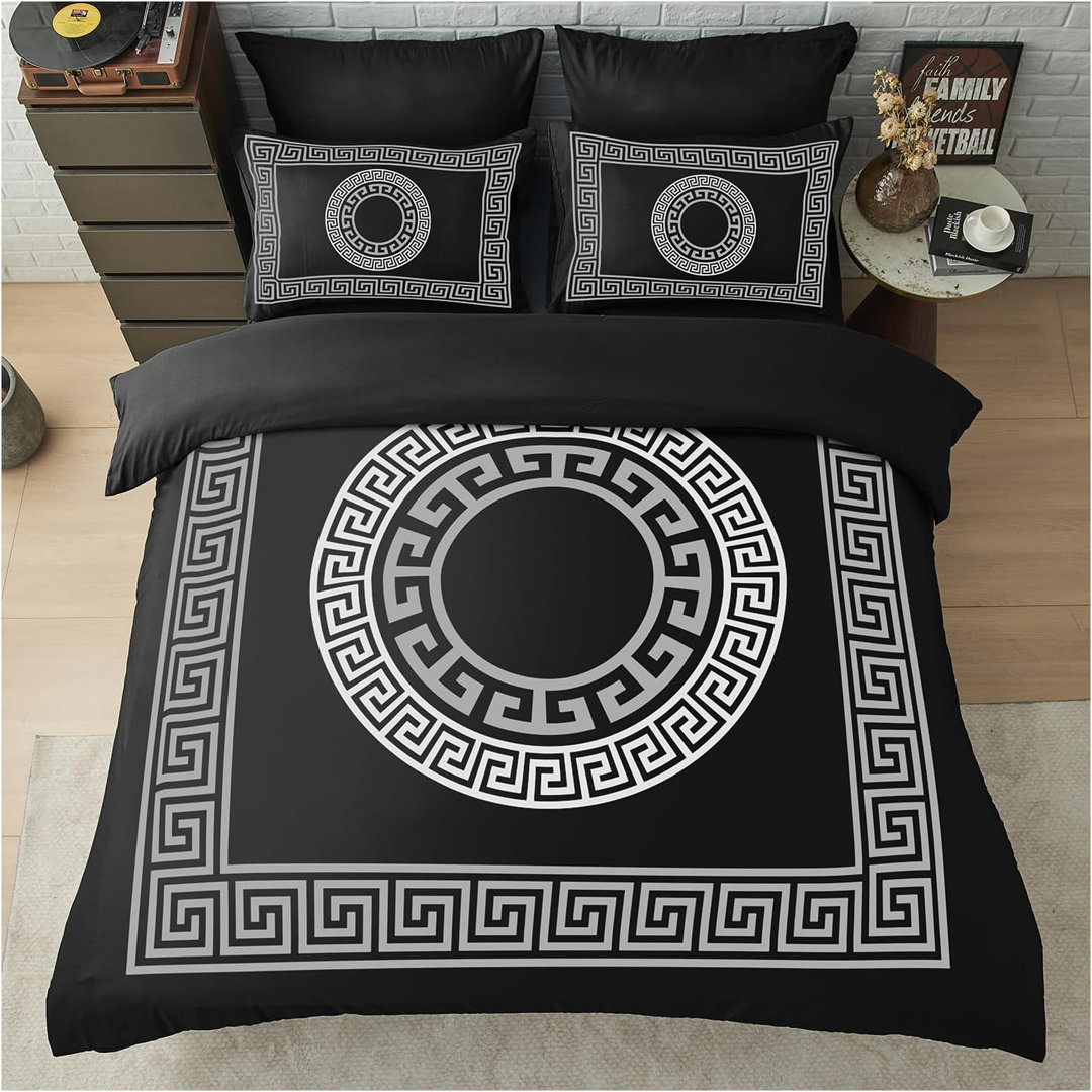 MICROFIBER DUVET SET IDA GREEK KING GREY