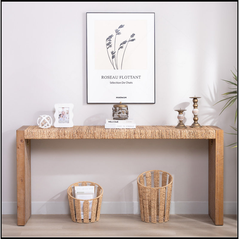 Console 69 po Natural Seagrass - Plateau tissé à la main avec structure en bois d'ingénierie
