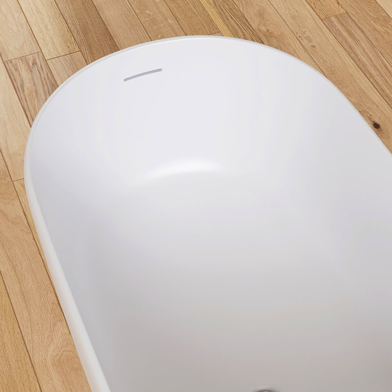 Baignoire de trempage autoportante en résine solide de 51 po avec trop-plein et bonde escamotable blanche Forma