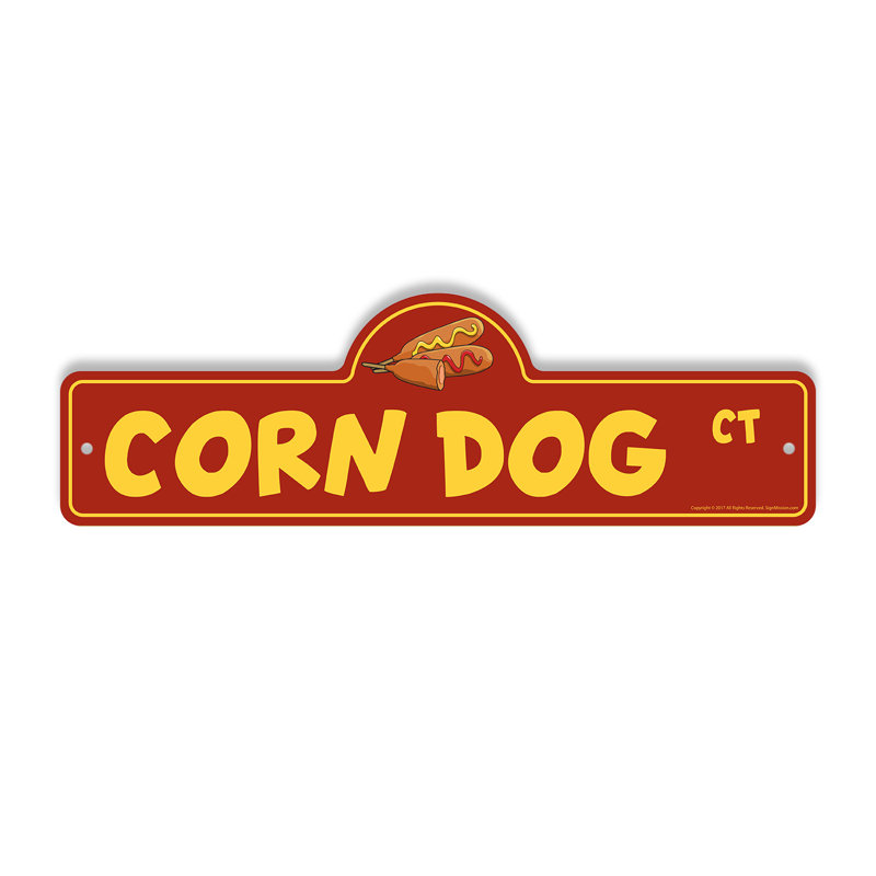 Plaque de rue Corndog en plastique robuste 6 po x 18 po