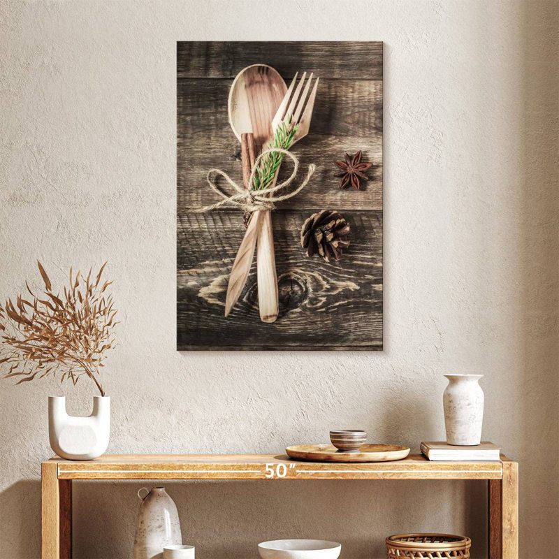 Rustic Wooden Cutlery, 36" H x 24" W