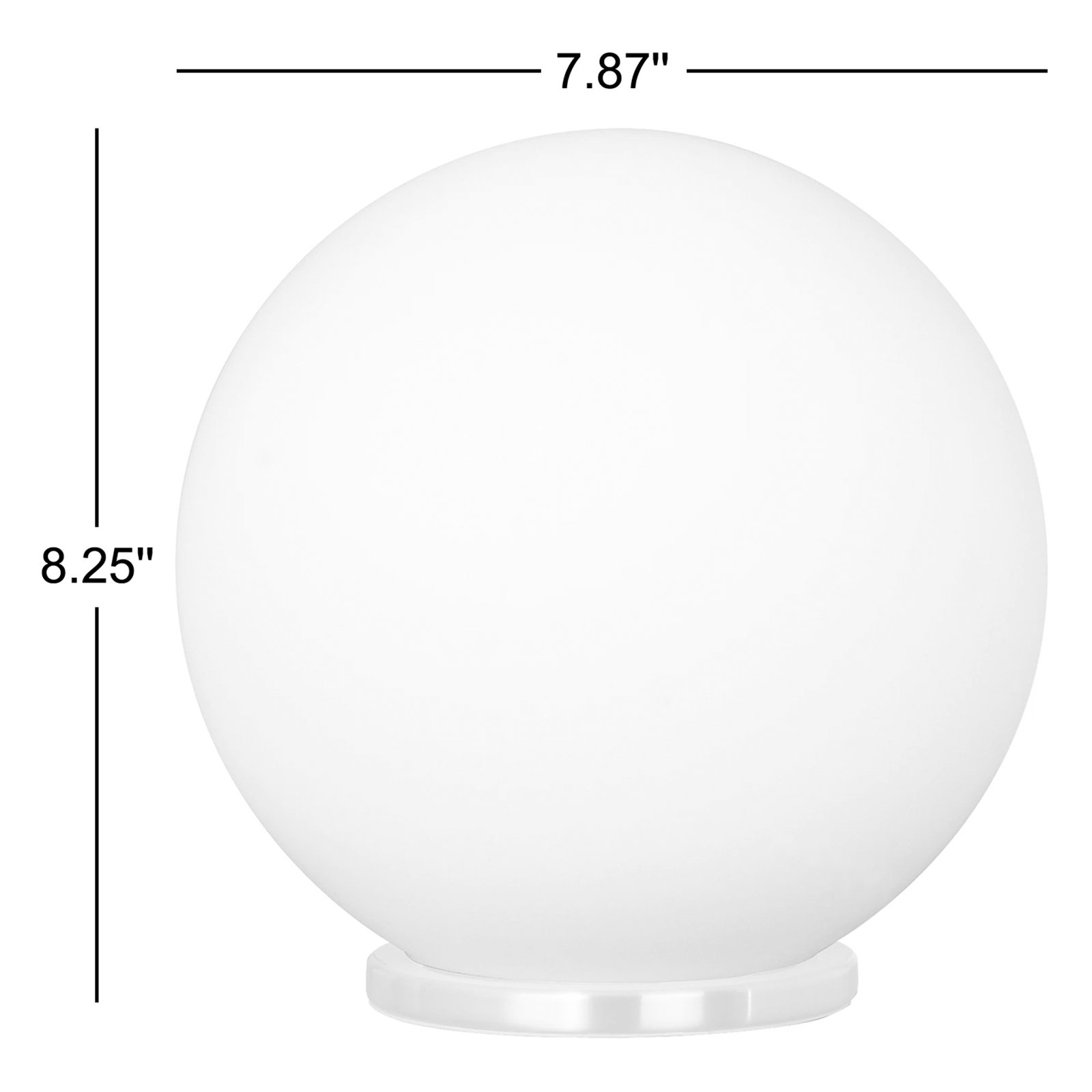 Mia Globe Lamp, 8.25" H x 7.87" W x 7.87" D, White