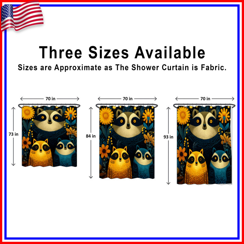 Rideaux de douche Colorful Family Raccoon, 70 po l x 72 po H