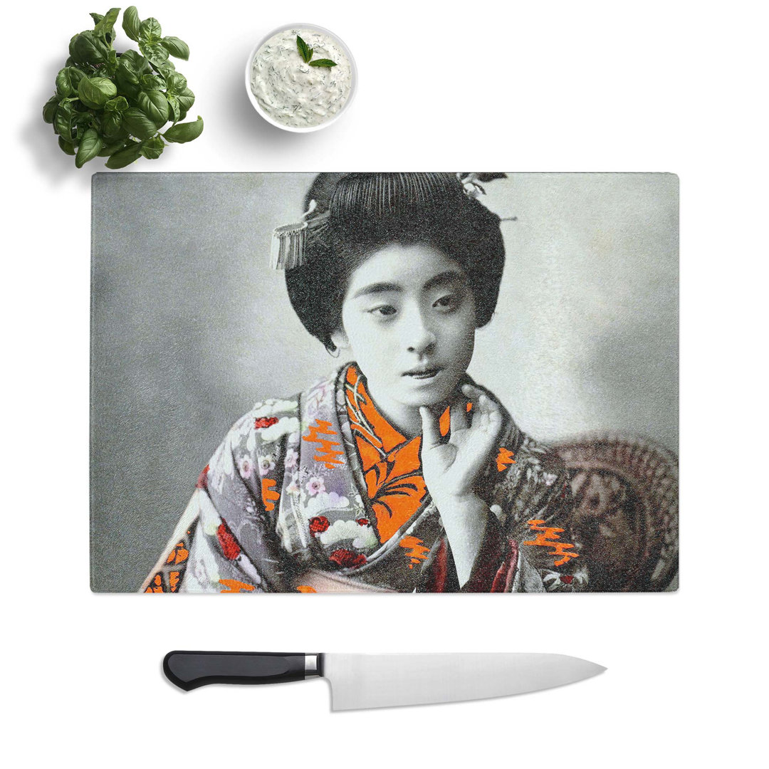 Tempered Glass Portrait of a Geisha Chopping Board