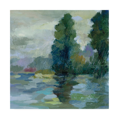 Art mural sur toile tendue - «Sunrise at the Lake II» par Silvia Vassileva pour décoration de salon, de chambre à coucher ou de bureau - 14 x 14