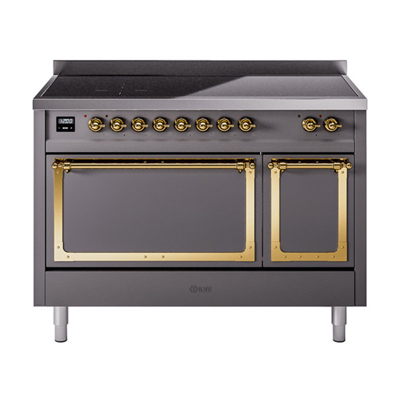ILVE Nostalgie II Noblesse 48 po à induction, Graphite mat / laiton