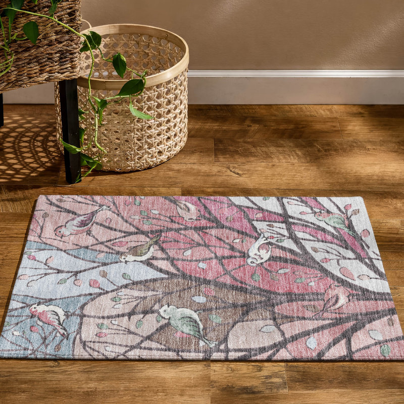 Tapis botanique de qualité supérieure lavable à la machine Mayfield AMF2336, Rosé, 1 pi 8 po x 2 pi 6 po