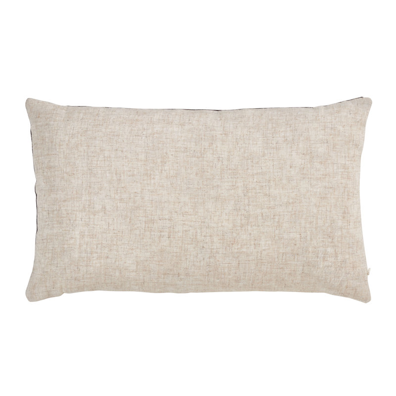 Black and Cream Geometric Velvet Lumbar Throw Pillow