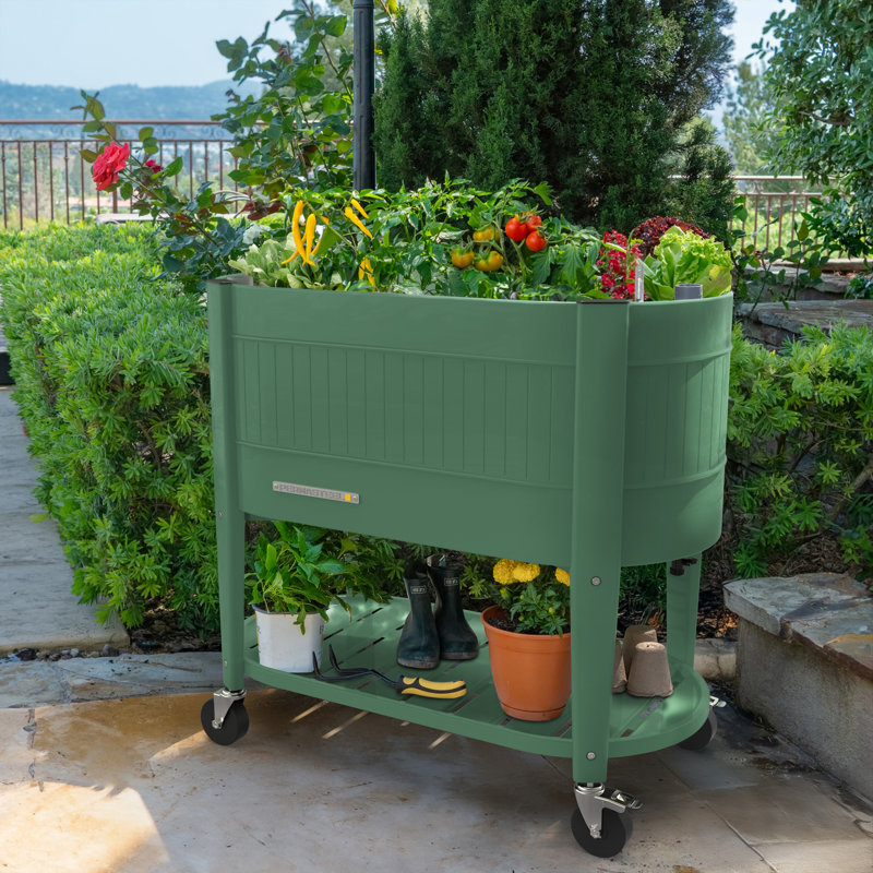 Lit de jardin surélevé avec pattes Permasteel, Vert sauge