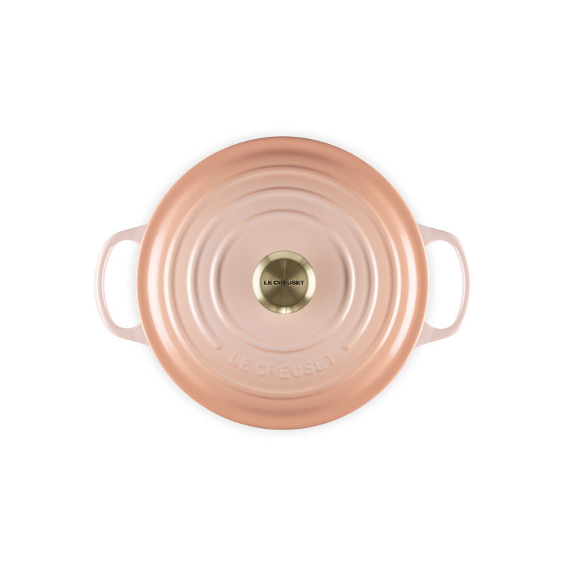 Le Creuset Signature Enaneled Cast Iron Deep Round Dutch Oven 6.5 Qt., Oyster, Peche, 6.5 quarts