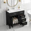 Ensemble de meuble-lavabo sur pied simple 36 po avec lavabo en céramique, 3 tiroirs fonctionnels et armoire de porte-1345595549-1345595544