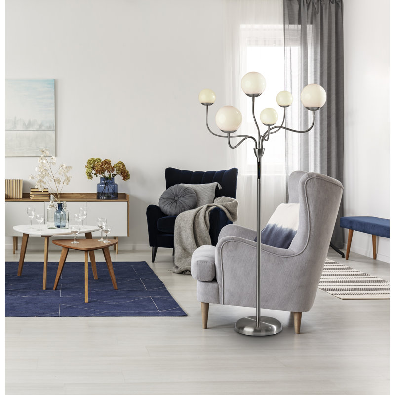 Phoebe 64'' Brushed Steel LED Tree Floor Lamp