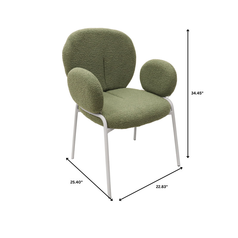 Chaise de salle à manger Amelia Modern Boucle, Simple, Vert, Blanc