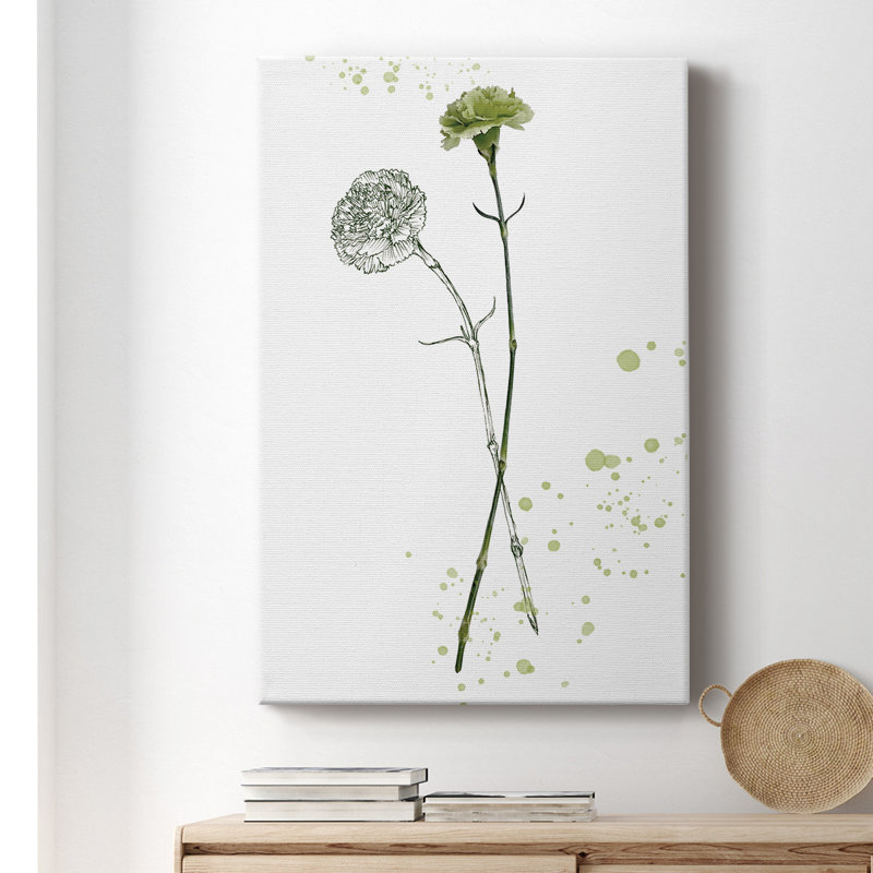 Fleur botanique III - peinture sur toile tendue, H 18 po x l 12 po x P 1 po