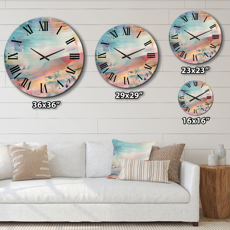 Horloge murale abstraite «Spring Miracles In Tender Retro Pastel I», Très grand