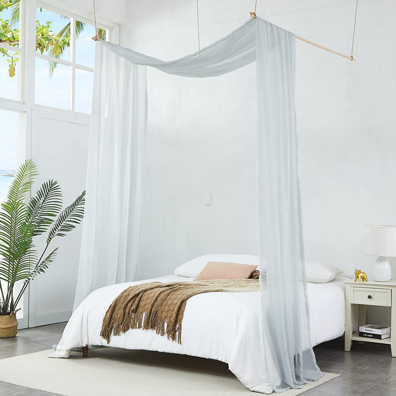  Rideaux à baldaquin en polyester, Argent, Grand