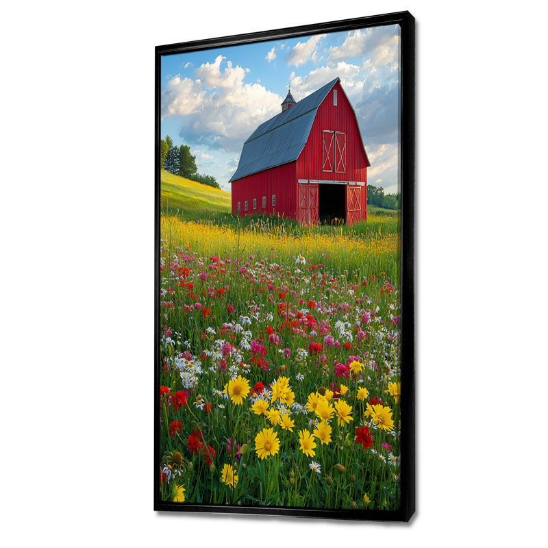 Barnyard In Full Bloom III - ferme, reproduction sur toile, H 60 po x l 28 po, Impression encadrée flottante