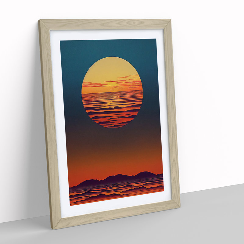 Mountain Sunset Abstract No.2 - Framed Print, 64cm H x 46cm W x 2cm D, Oak