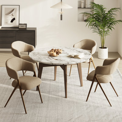 Chaise de salle à manger rembourrée avec accoudoirs en métal et dossier