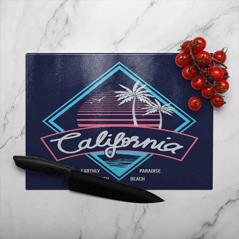 Neon California Glass Chopping Board, 28cm L x 20cm W