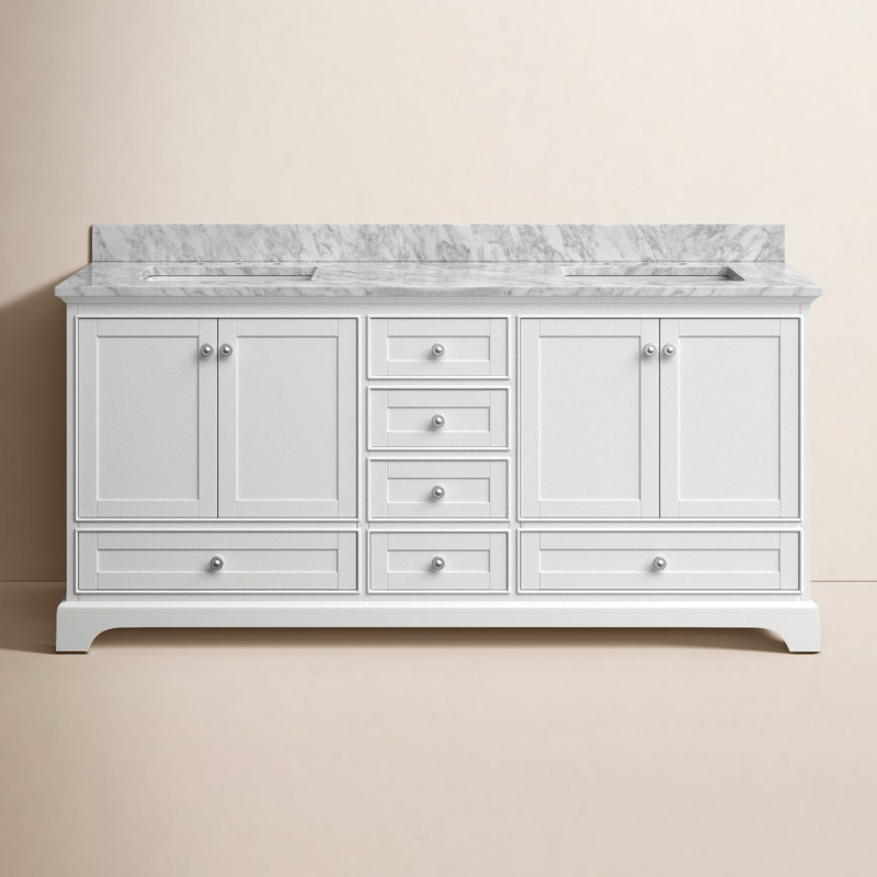 Audrey 72'' W Double Vanity, White| Brushed Nickel