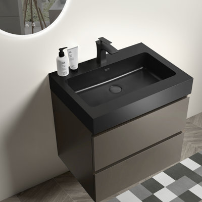 Lavabo de salle de bain 24 po gris - et pratique, excellent rangement, fonctionnement silencieux, caractéristique biseautée, performance améliorée, esthétique